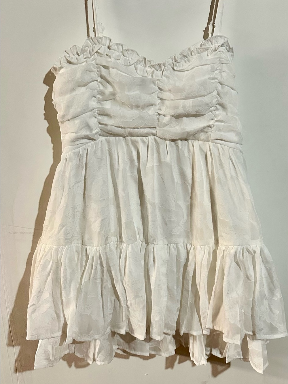 Alter’d State, White Ruffled Spaghetti-Strap Women's dress, NWT.